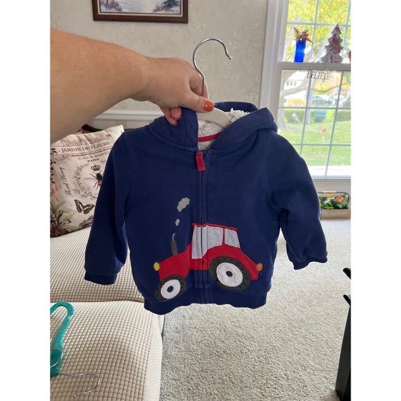 Mini Boden Other - Baby Boden tracker appliqué‎ zip-up boys fleece lines 12-18 months